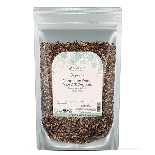 Starwest Botanicals Organic Raw Dandelion Root - Loose Leaf Herbal Tea, Cut & Sifted, Certified Kosher, Non-GMO, Caffeine-Free - 4 oz Pouch