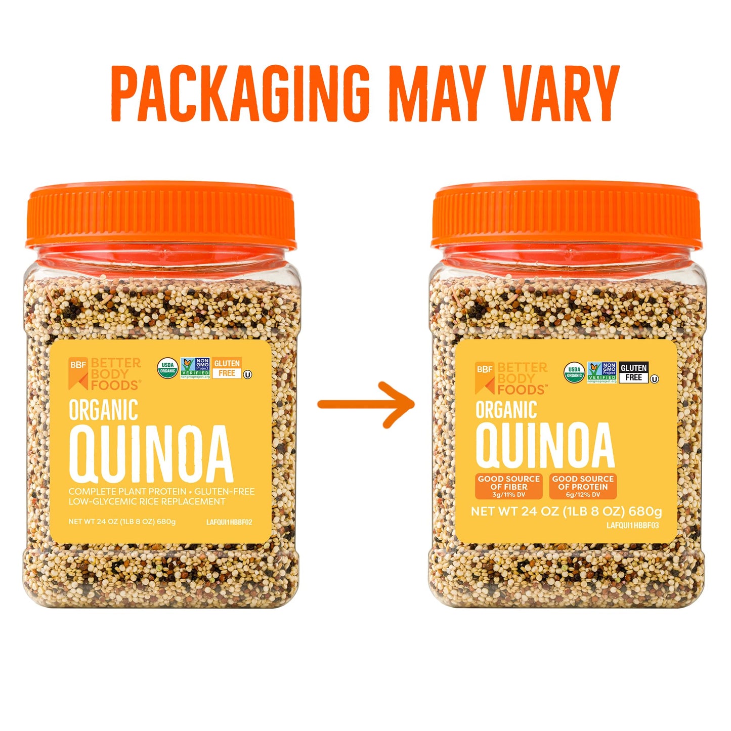 BetterBody Foods Organic Quinoa, Vegan, Gluten Free, Low Glycemic Rice Replacement, 24 ounce