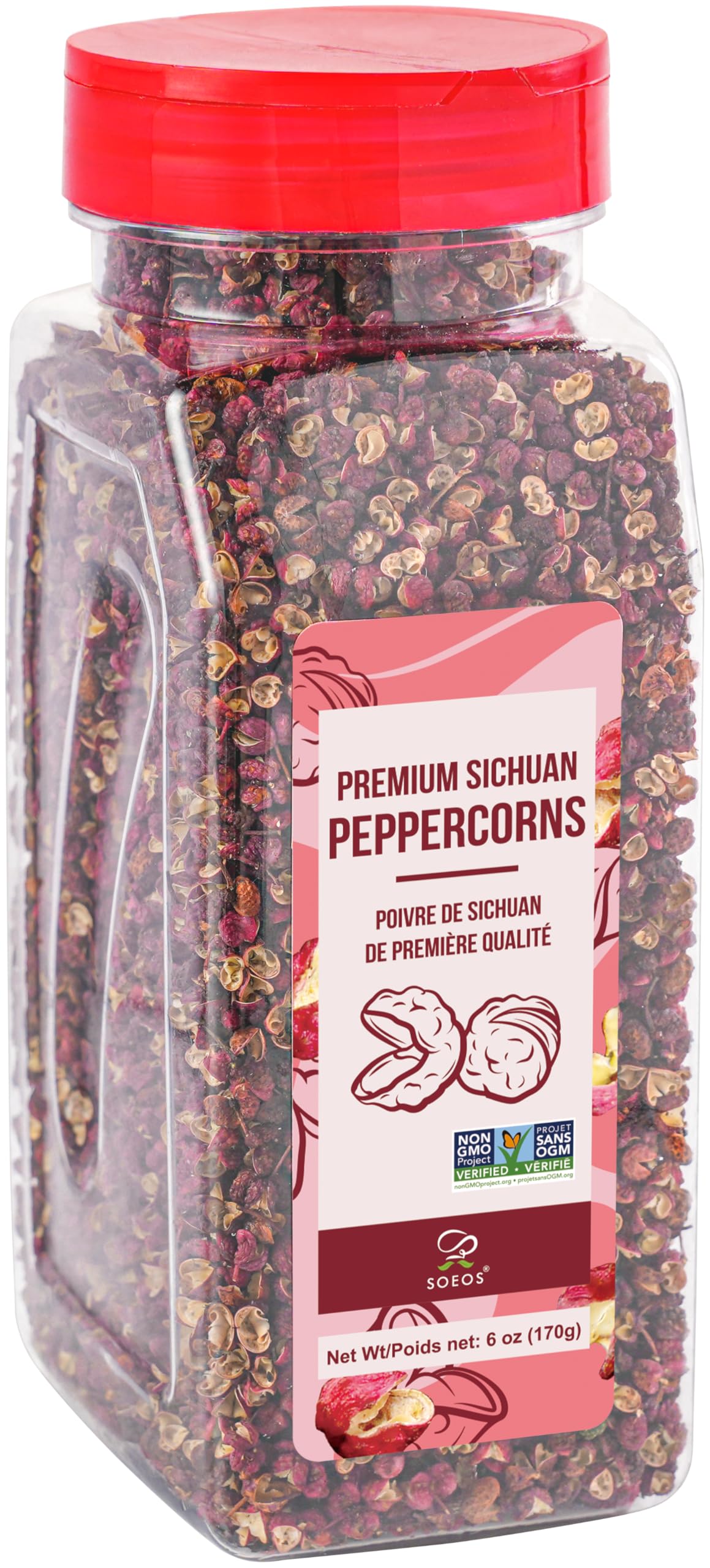 Soeos Sichuan Peppercorns, 6oz(170g), Authentic Szechuan Peppercorns, Less Seeds, Numbing and Tingle Flavor, Whole Sichuan Pepper for Mapo Tofu, Kung