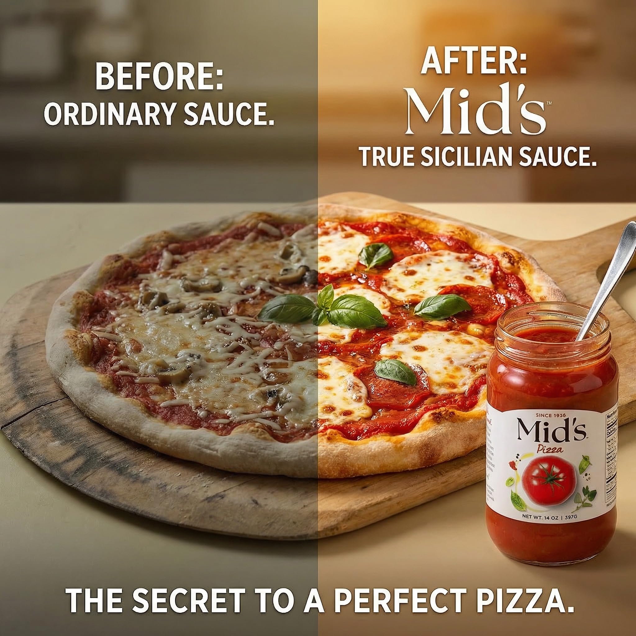 MIDS Sauce - 2 Pack - Pizza Sauce for Homemade Dough and Pizza Crust - Topping for Cheese,Bites, Vegan Pzza - Versatile Sauces with Plastic a Random