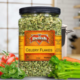 Dried Celery Flakes by It's Delish, 5 OZ Jumbo Reusable Container | Dehydrated Food and Dried Vegetables for Soup, Stew, Rice, Great for Kitchen