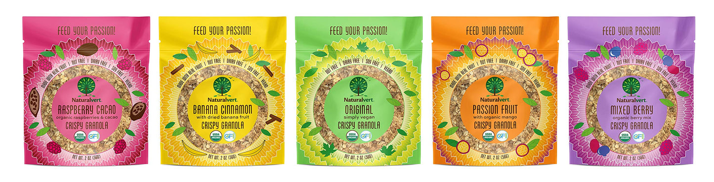 Naturalvert Organic, gluten-free, vegan granola 2oz (Variety Pack of 5)…
