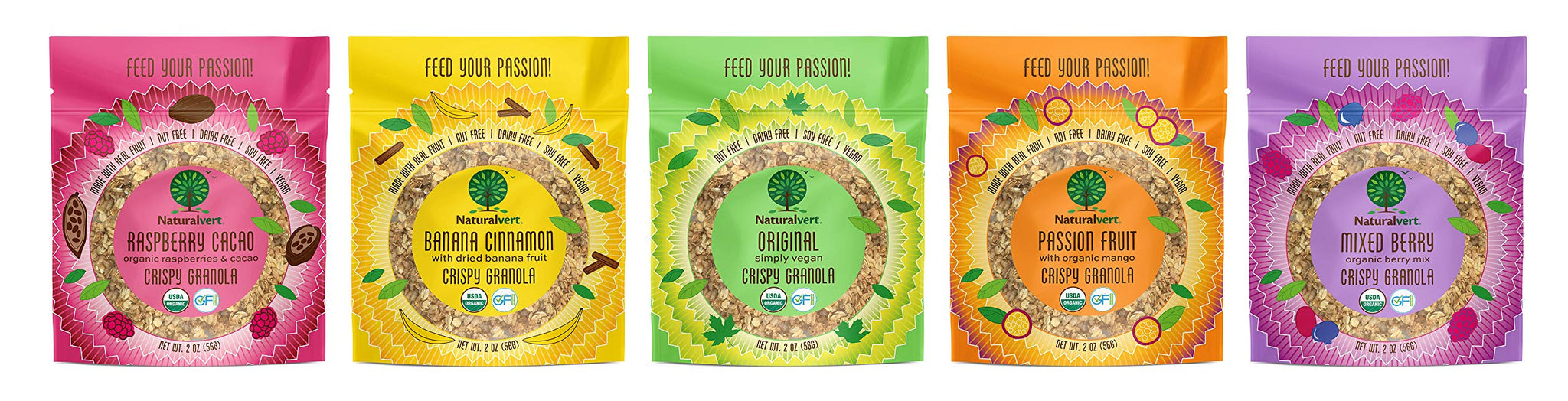 Naturalvert Organic, gluten-free, vegan granola 2oz (Variety Pack of 5)…