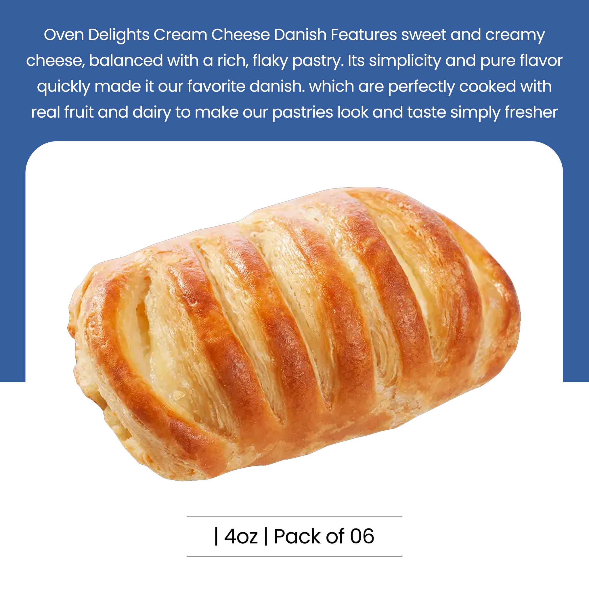 Oven Delights Cream Cheese Danish Pastries - Bakery fresh - Breakfast pastries - Real fruit - perfectly cooked - taste simply fresher | 4oz | Pack