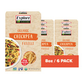 Explore Cuisine Organic Chickpea Fusilli - Pack of 6 (8 oz) - Easy-to-Make Gluten Free Chickpea Pasta - High in Plant Protein & Fiber - Non-GMO - 24