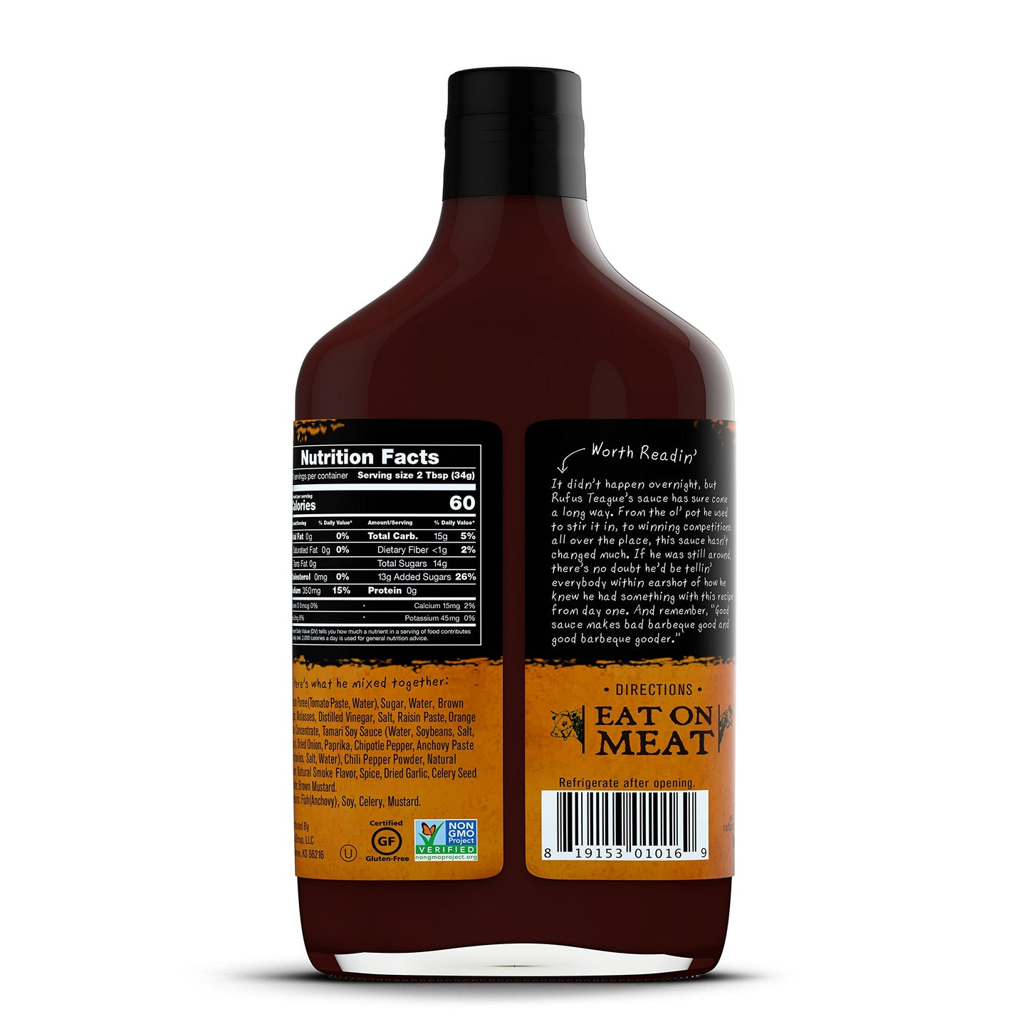 Rufus Teague Touch O Heat BBQ Sauce, 16 Ounce - 6 per case.