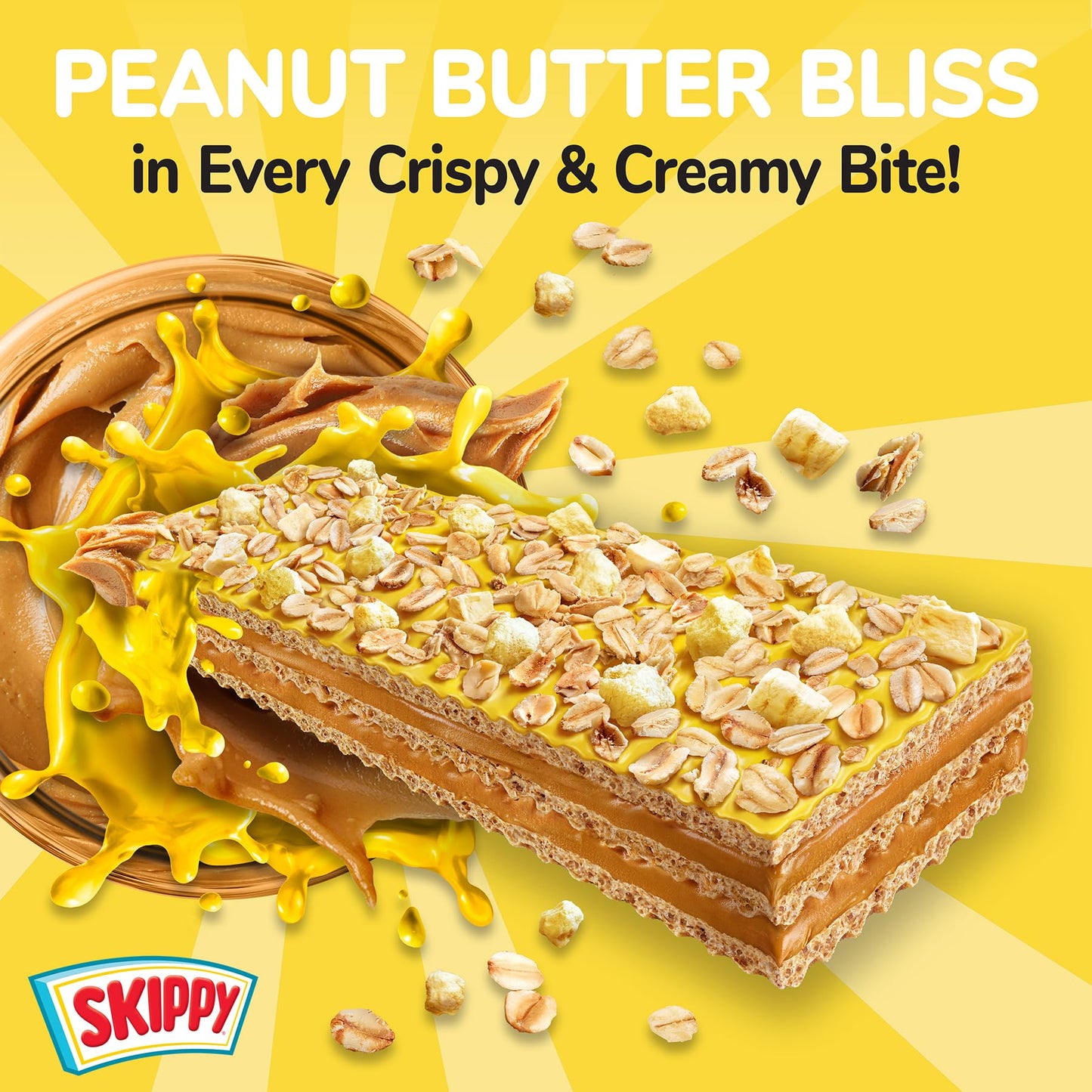 SKIPPY Creamy Peanut Butter Wafer Bars, Banana Flavor with Real Fruit & Oats, 6 Individually Wrapped Bars (7.8 oz Box)