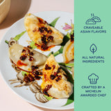 Laoban Dumplings?Ginger Chicken Frozen Dumplings?Free-Range Chicken, Scallions, Ginger, Garlic?Made From Scratch with Best Ingredients?Frozen Meals
