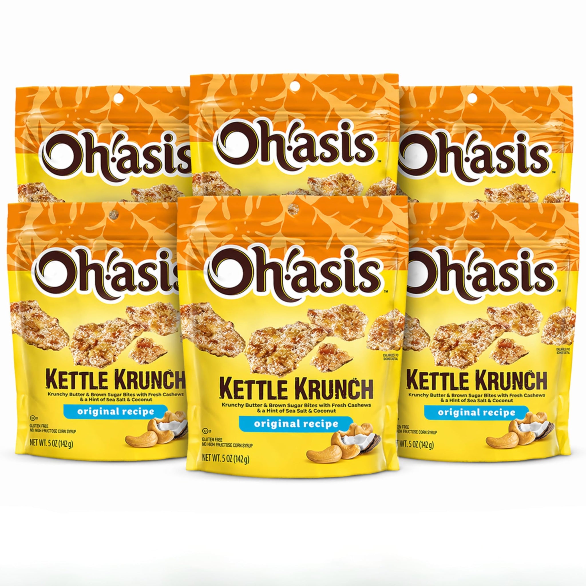 Coconut Cashew Crunch Snack Bites, Sweet & Salty Kettle Style Crunch, Original Recipe, Gluten Free, 5 oz Bags (Pack of 6)