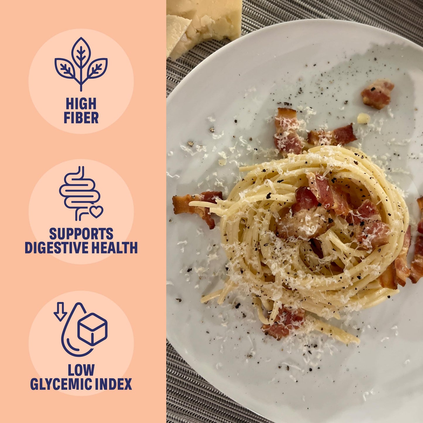Three Farm Daughters High Fiber Pasta Spaghetti Pack, Irresistible, Low GI, Non GMO Spaghetti Pasta Noodles, Low Net Carb, Made in the USA from Just 2