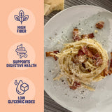 Three Farm Daughters High Fiber Pasta Spaghetti Pack, Irresistible, Low GI, Non GMO Spaghetti Pasta Noodles, Low Net Carb, Made in the USA from Just 2