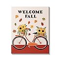 Stupell Industries Welcome Fall Saying Orange Harvest Bicycle Sunflower Basket