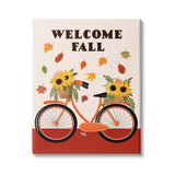 Stupell Industries Welcome Fall Saying Orange Harvest Bicycle Sunflower Basket