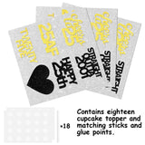 18pcs Black Gold Glitter Dessert Cupcake Pick for Straight Outta 2001 Cheer to 25 Years Old Theme Decor Supplies Happy 25th Birthday Party Decoration