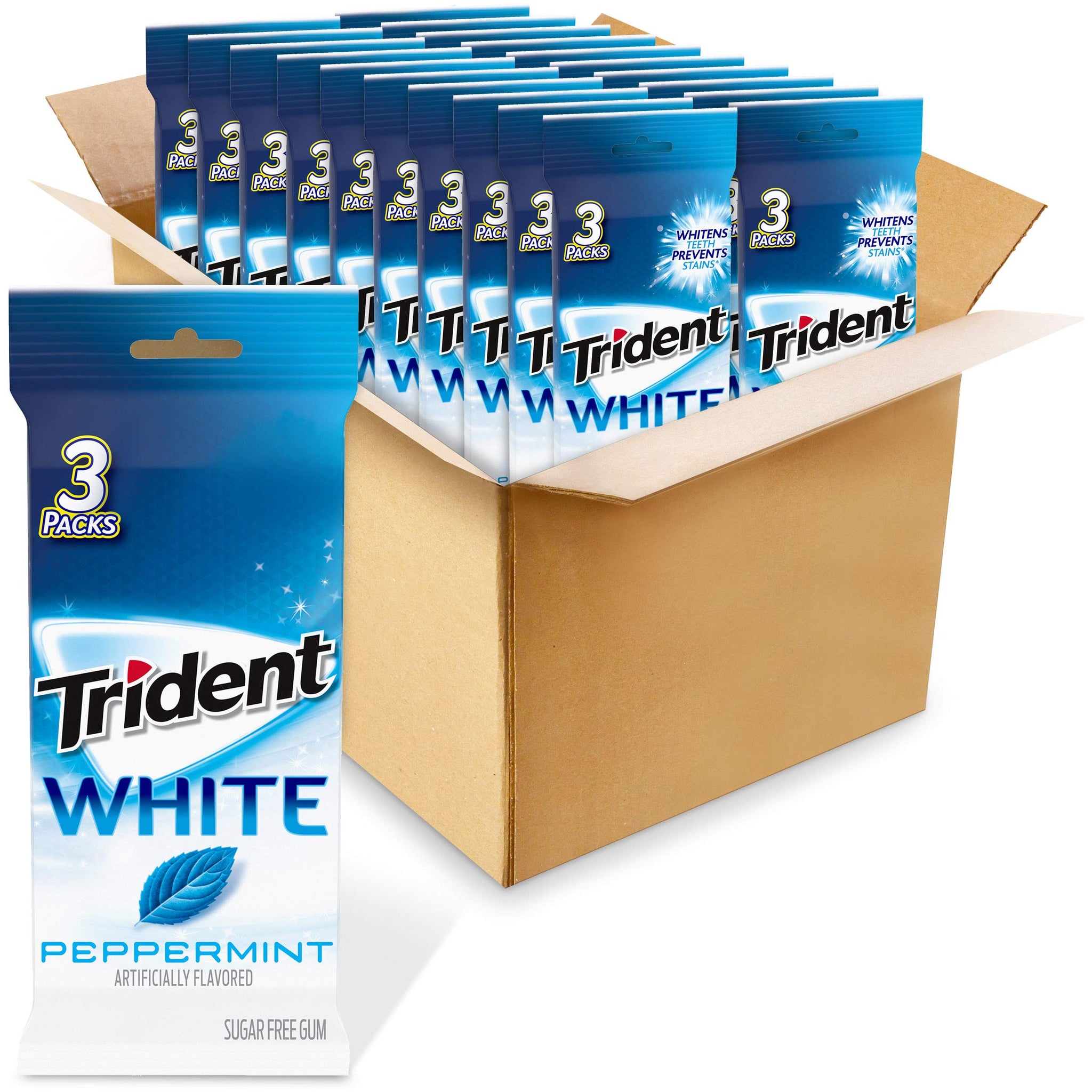 Trident White Peppermint Sugar-Free Chewing Gum, 60 Packs of 16 Pieces (960 Total Pieces)