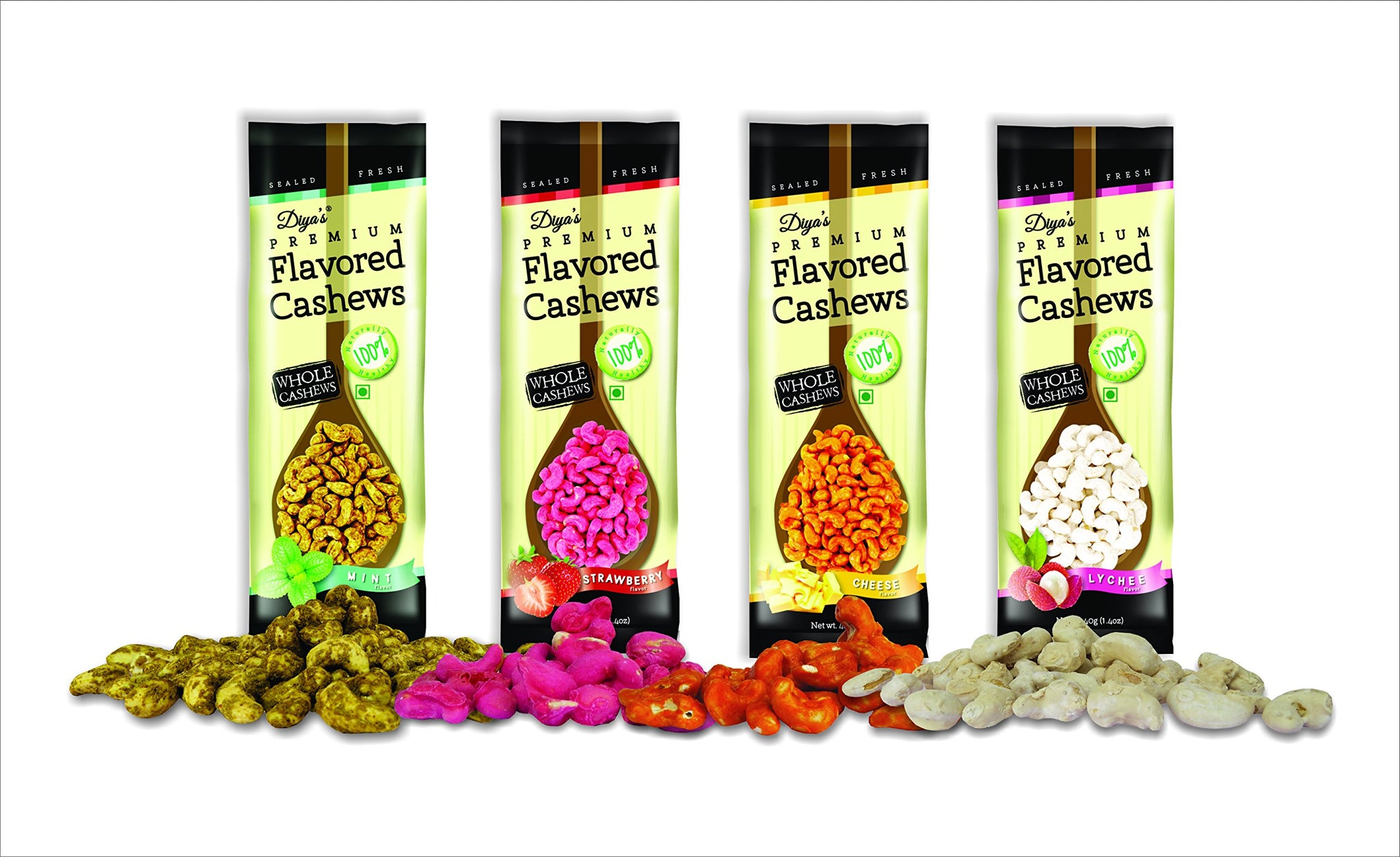 Flavored Cashews - Premium Quality in Amazing 4 Flavors - Whole Cashew (strawberry)