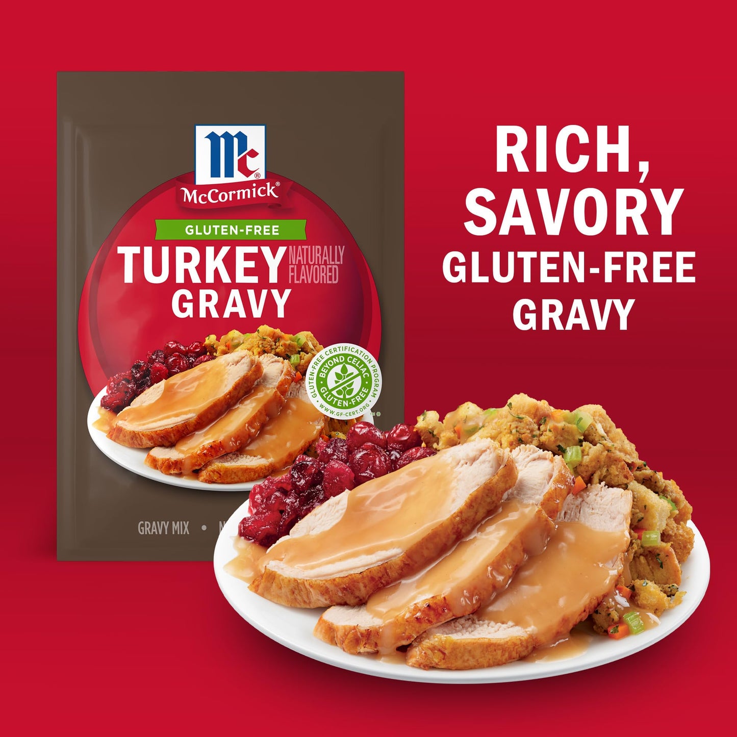 McCormick Gluten Free Turkey Gravy Mix (4 Pack) .88 oz Packets