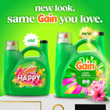 Gain Liquid Laundry Detergent, With Odor Defense, Happy Hibiscus Scent, Laundry Soap For HE Washing Machines, 132 fl oz, 100 Loads (Packaging May
