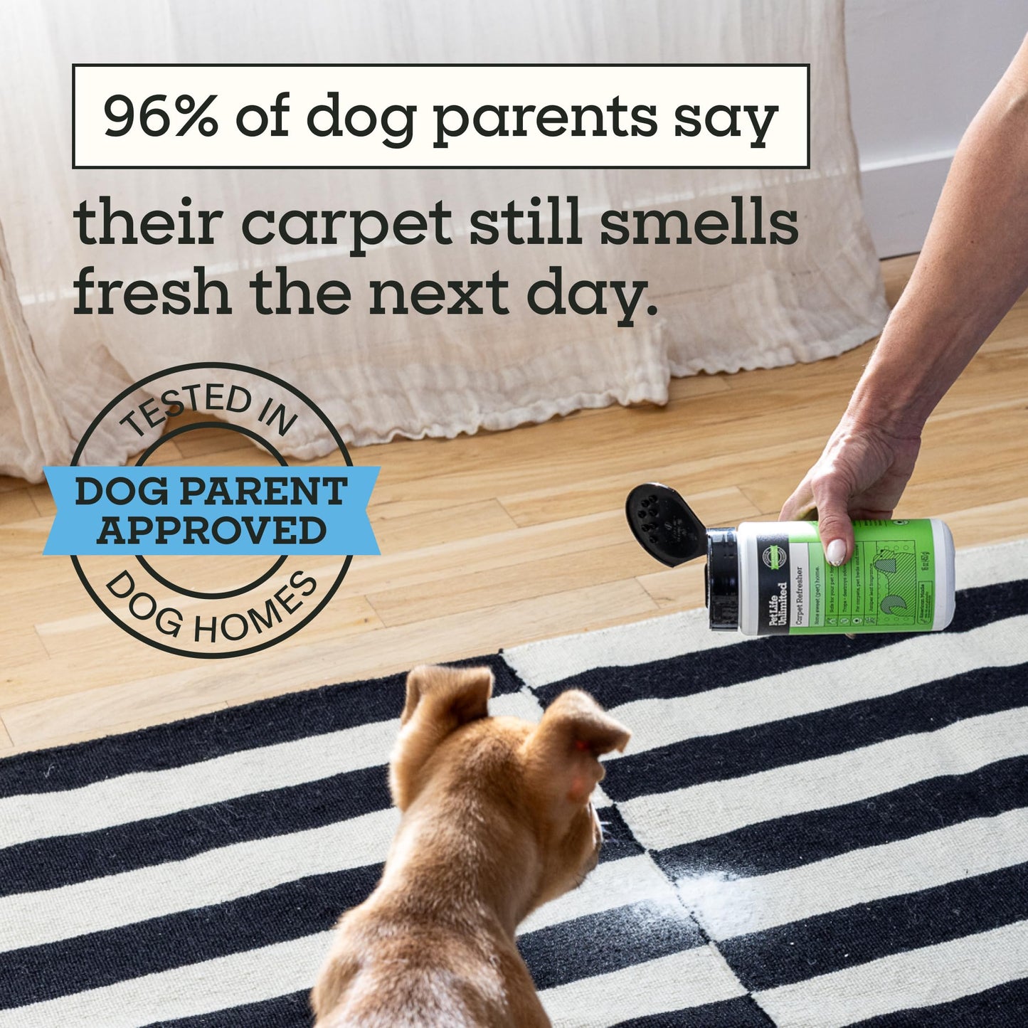Pet Life Unlimited Carpet Deodorizer Powder, 16 oz, Strong Pet Odor Eliminator & Carpet Freshener, Plant-Based Juniper Leaf Scent, Pet Safe (Pack