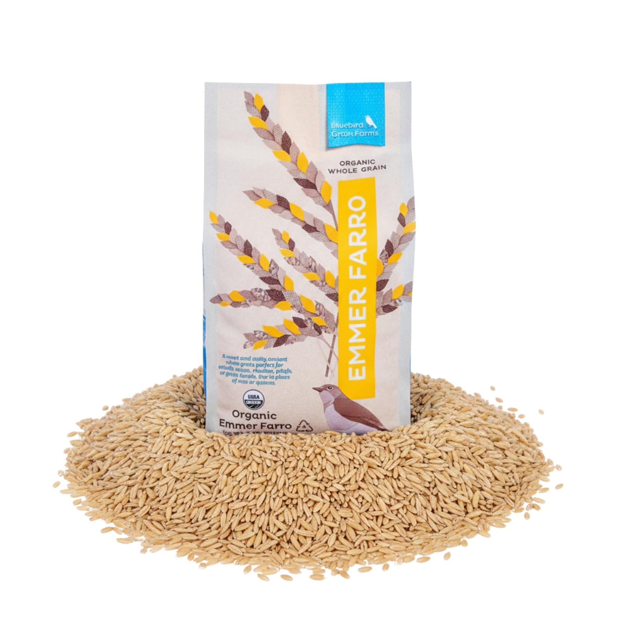 Bluebird Grain Farms Organic Whole Grain Emmer Farro, 5 Lb.