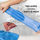 Bubble Hands Dog Washing Gloves with Bristle Scrubbers, Reusable Silicone Gloves Ideal for Pet Bathing, Massaging & Grooming (Blue)