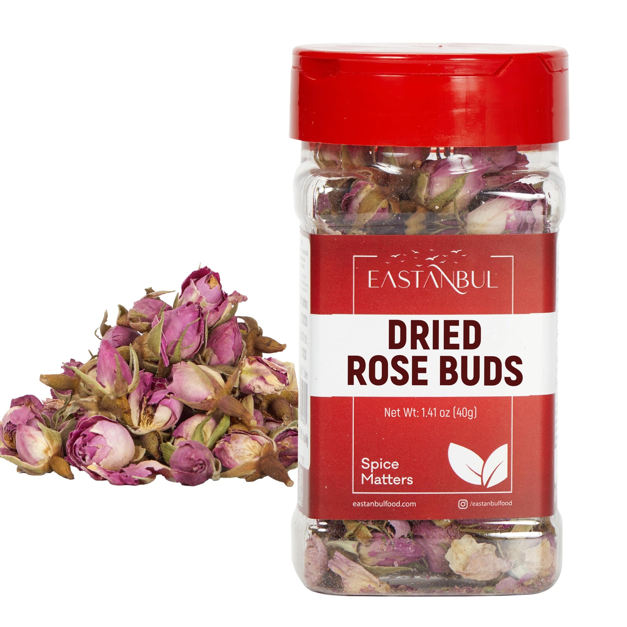 Eastanbul Dried Rose Buds, 1.4oz Edible Rose Buds For Desserts, Caffeine-Free Tea, Edible for Baking, Jam, Crafting, Dry, Natural, Vegan, Non GMO