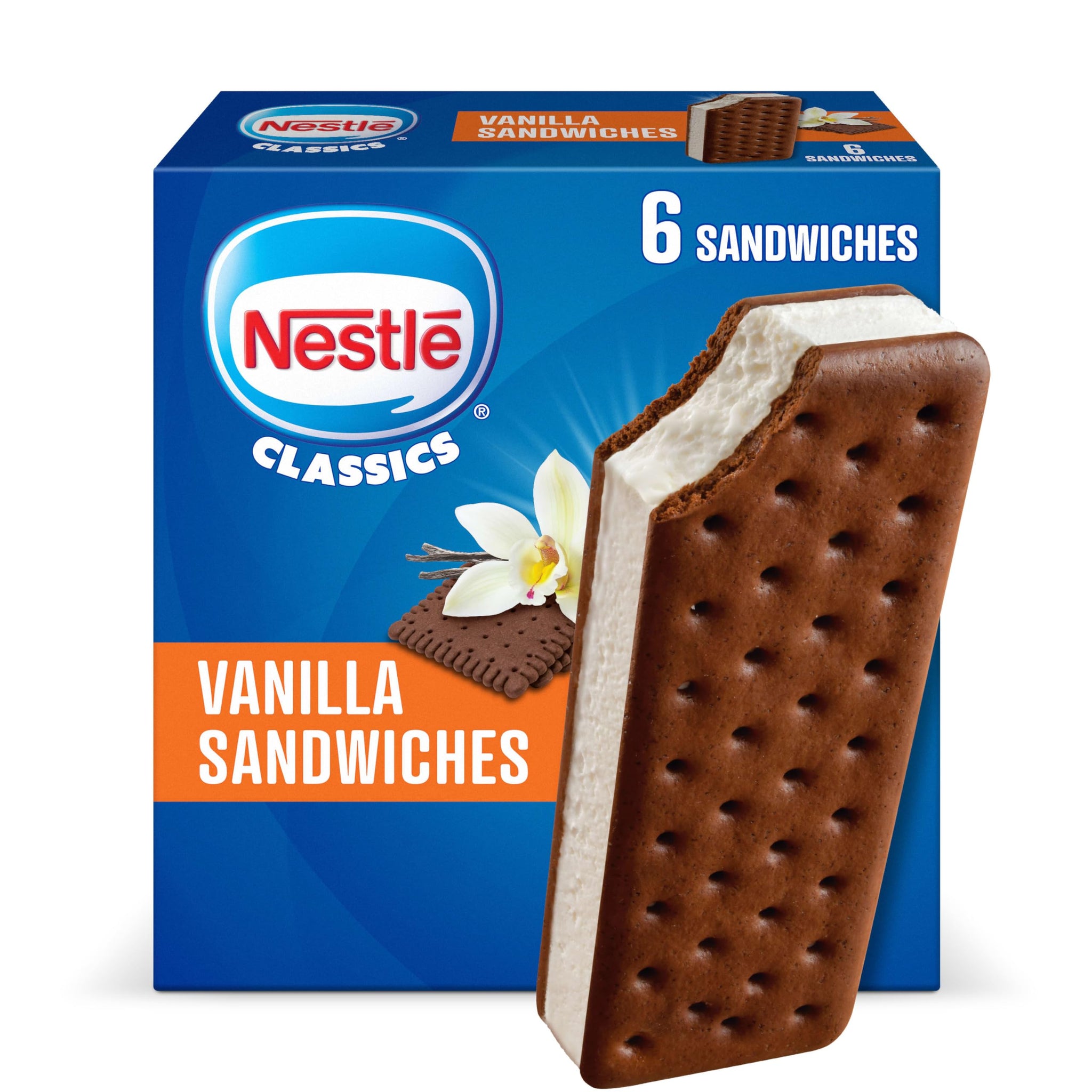 Nestle, Vanilla Ice Cream Sandwiches, 6 Count (Frozen)