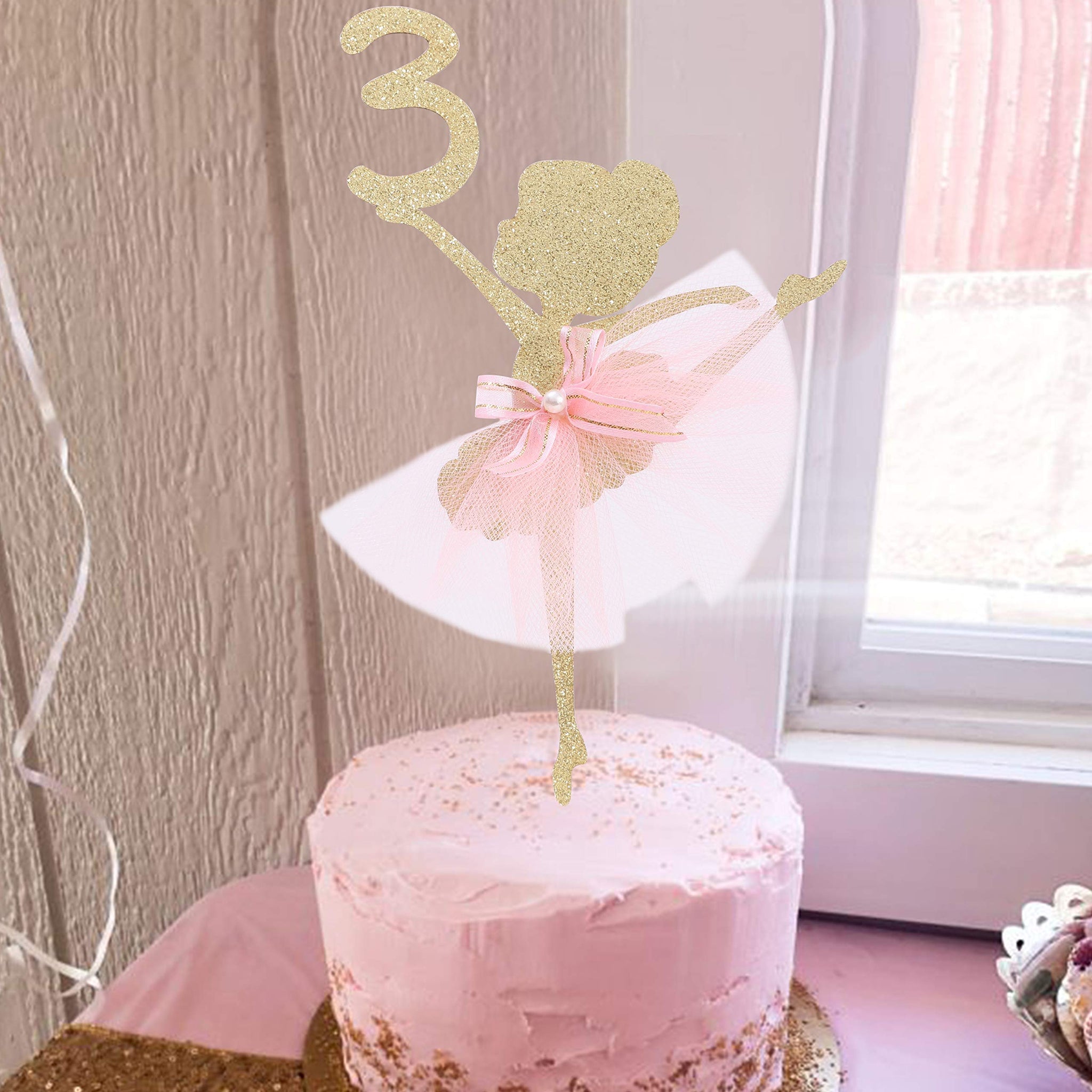 Ballet Cake Topper 1 to 5 Years Old - Ballerina, Birthday Party Decoration, Dancing Princess, Studio Photo Props (Ballerina 3)