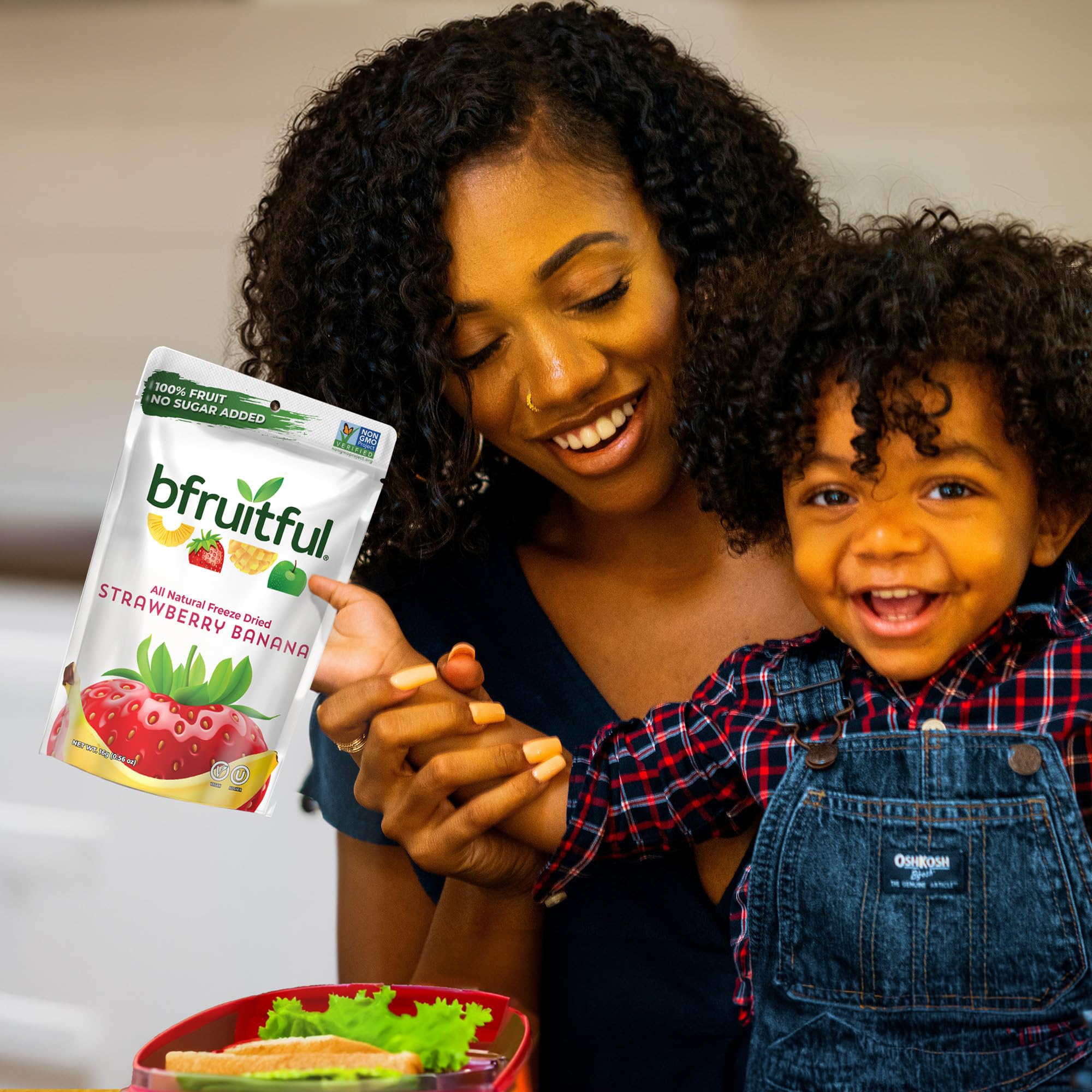 bfruitful Freeze-Dried Strawberry Banana, Freeze Dried Fruit Mix for Kids or Adults, Fresh Fruit Bites, No Sugar Added & Vegan, Kosher, Non GMO, 0.56