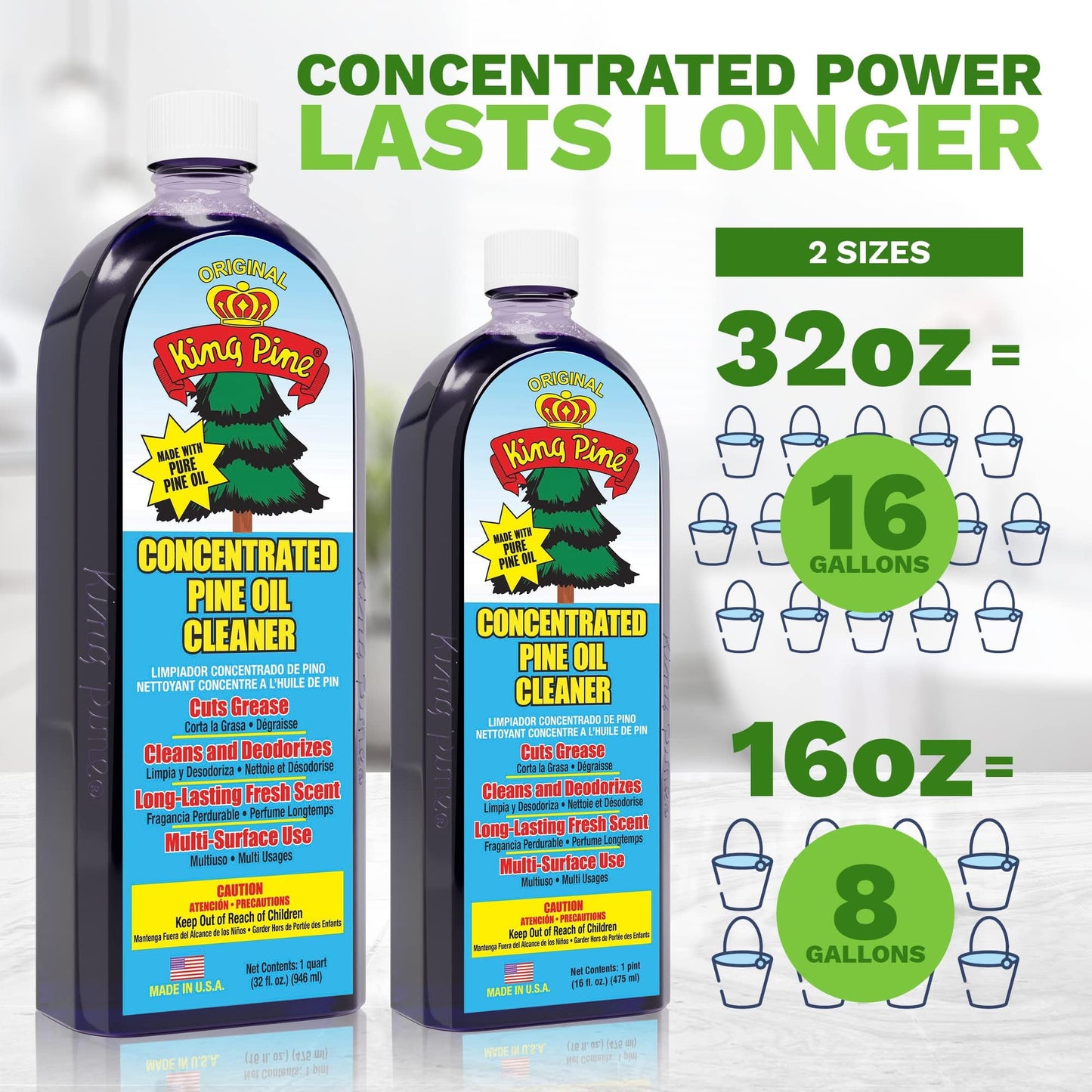 King Pine Concentrated Pine Oil Multi-Surface Cleaner Industrial Strength, Original Black, 12 Fl Oz