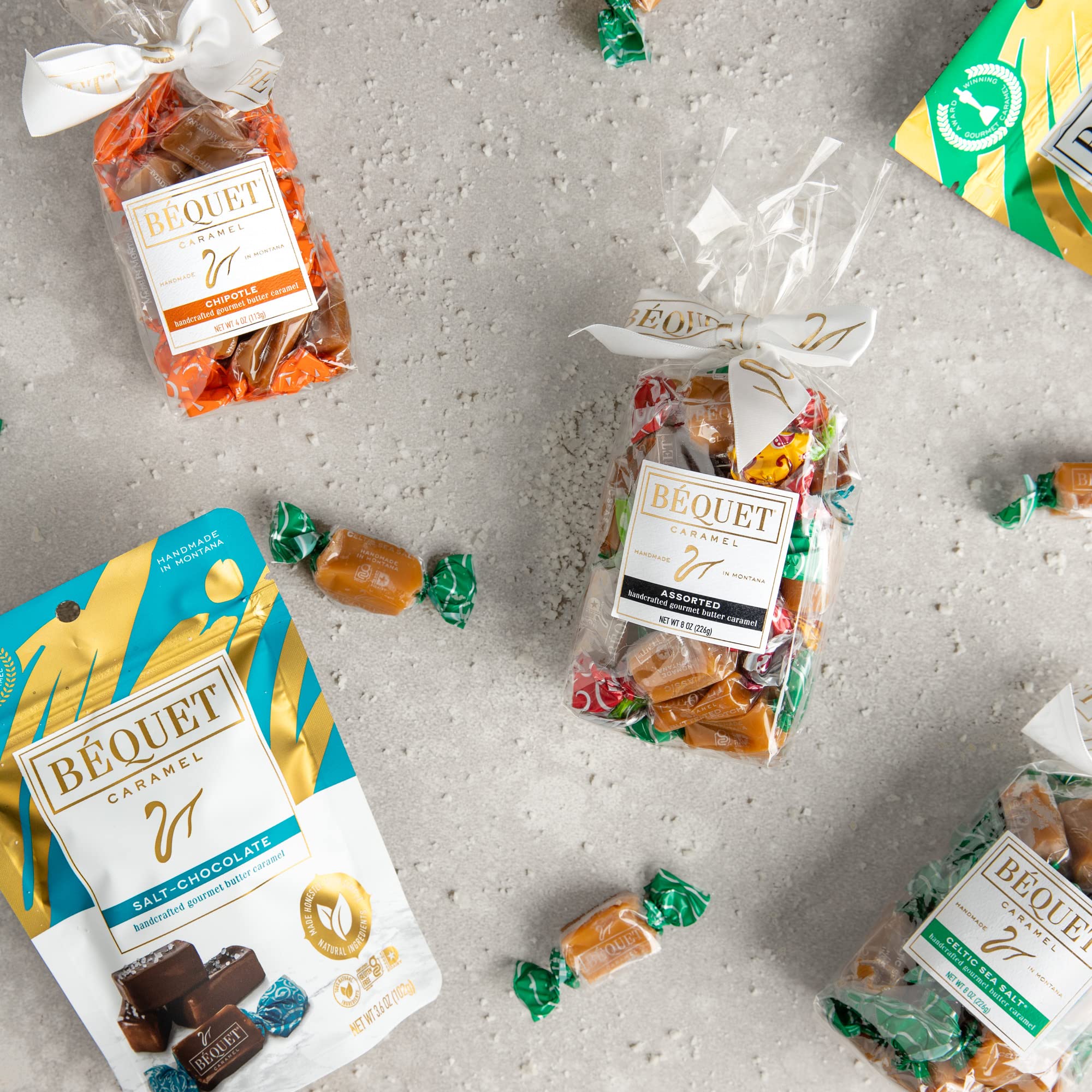 Béquet Caramel - Salt Chocolate Caramel - Caramel Candy Individually Wrapped - Gourmet Caramel Candy - Made in Montana - Kosher (Star-D) and Gluten