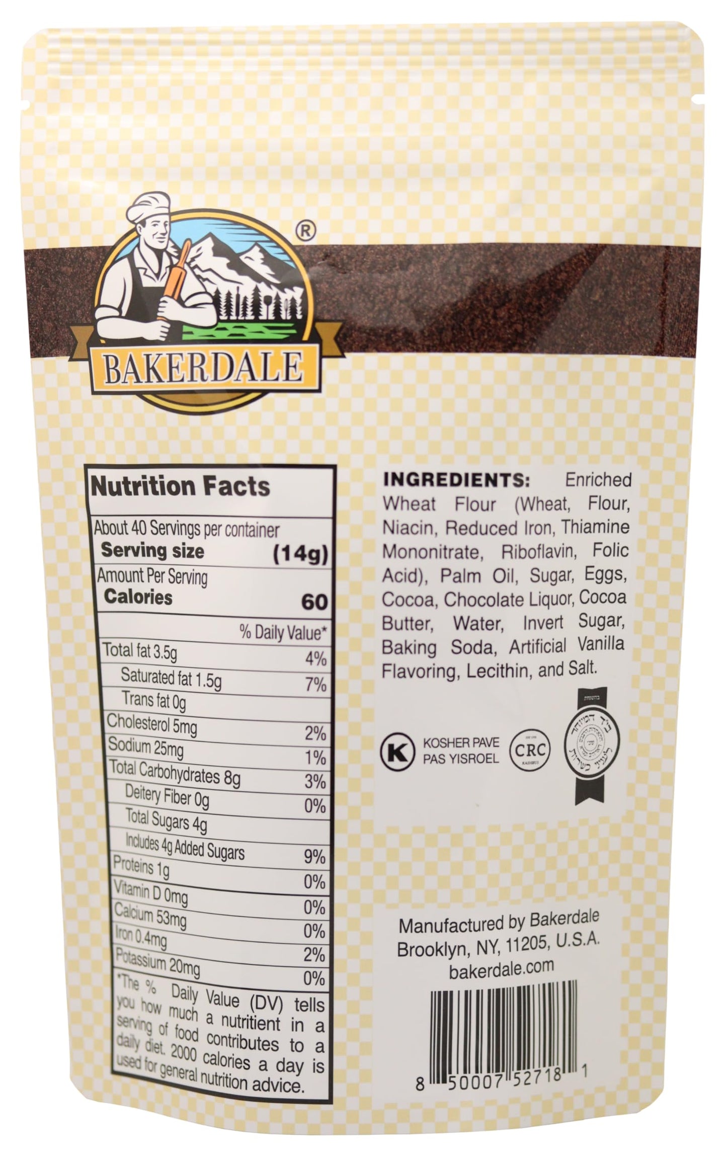 Bakerdale Black Cookie Crumbs Chocolate Dirt for Crust, Garnish, and Toppings, 20 ounce pouch