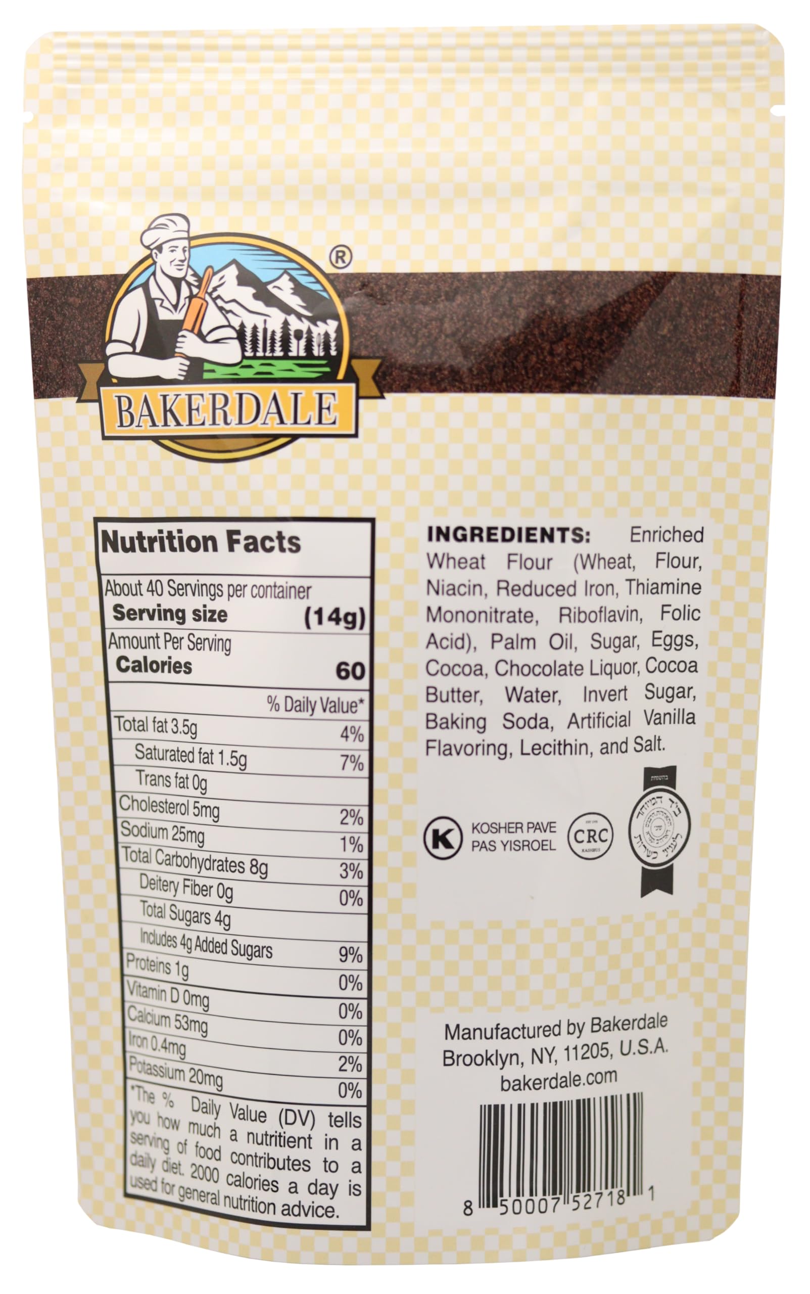 Bakerdale Black Cookie Crumbs Chocolate Dirt for Crust, Garnish, and Toppings, 20 ounce pouch