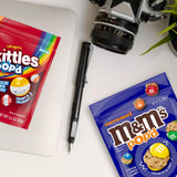 ASSORTIT X SKITTLES & M&M’S COLLAB Freeze Dried Candy 2 Pack Crunchy Airy Skittles POPD and M&M’s POP’d Caramel Snack Assortment 5.5 oz Bags