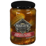 Mt Olive, Majestic Picklery Premium Medium Heat Hot Sauce Savory Kosher Baby Dills Pickles, 24 Ounce