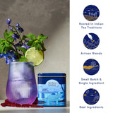 Herbs & Kettles Lavish Blue Tea | Butterfly Pea Flower & Darjeeling Green Tea with Lemongrass, Ginger & Mint | Color-Changing Herbal Tea | 1.06 oz