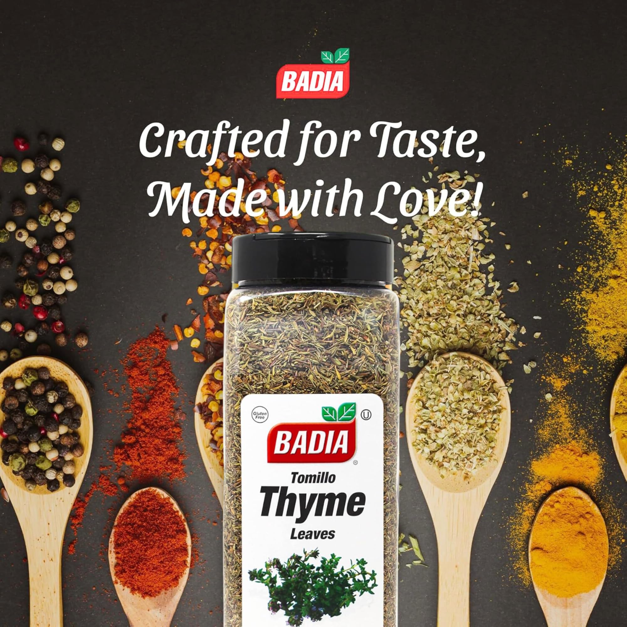 Badia Whole Thyme Leaves, 8 oz - Dried Herb for Cooking, Seasoning, and Marinades, Kosher, No Gluten