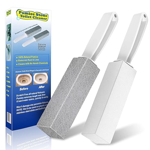 Laiyeoy Toilet Bowl Cleaner Pumice Stone -Hard Water Stain Remover with Ergonomic Handle, Powerfully Removes Toilet Bowl Rings?Rust &Lime?Ideal