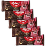 Laima Dark Chocolate (50%) with Cherries and Crushed Almonds, 90g Bars (Pack of 5), Lukss (Luxury)
