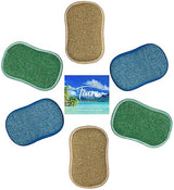 Kitchen Scrubber Sponge by Tiare Home Non Scratch Cleaning for Dishes and More Dual Surface Microfiber (6 Pack)