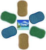Kitchen Scrubber Sponge by Tiare Home Non Scratch Cleaning for Dishes and More Dual Surface Microfiber (6 Pack)