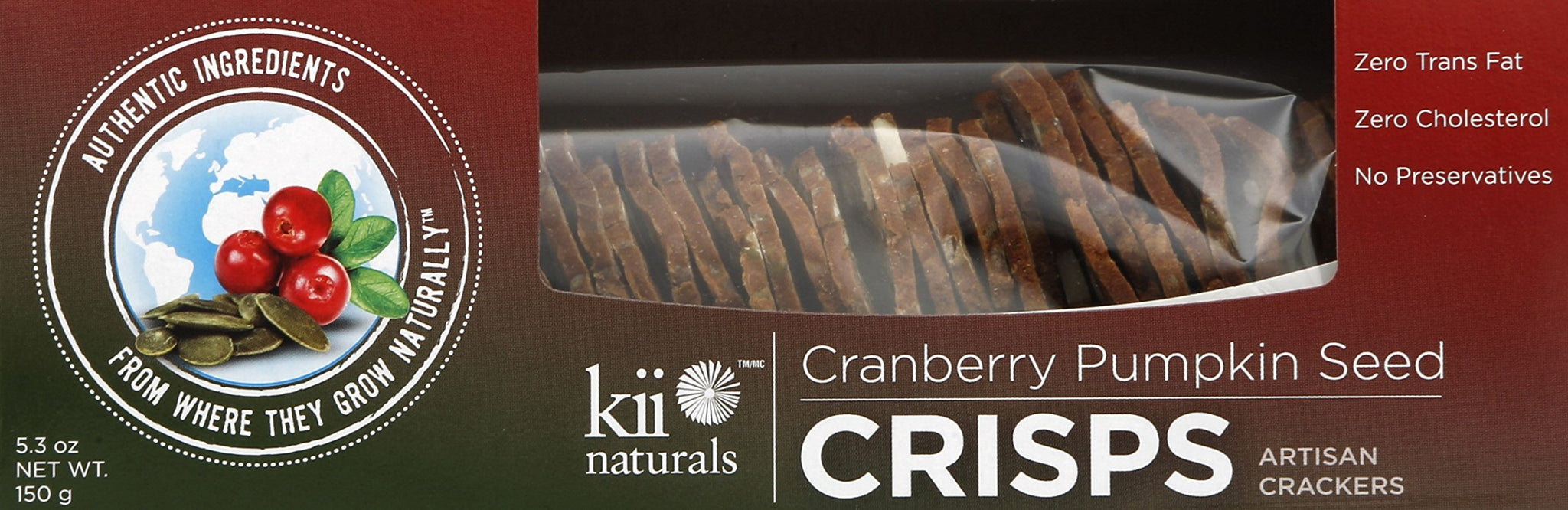 Kii Naturals Artisan Crisps, Cranberry Pumpkin Seed, 5.3 Ounce (Pack of 12)