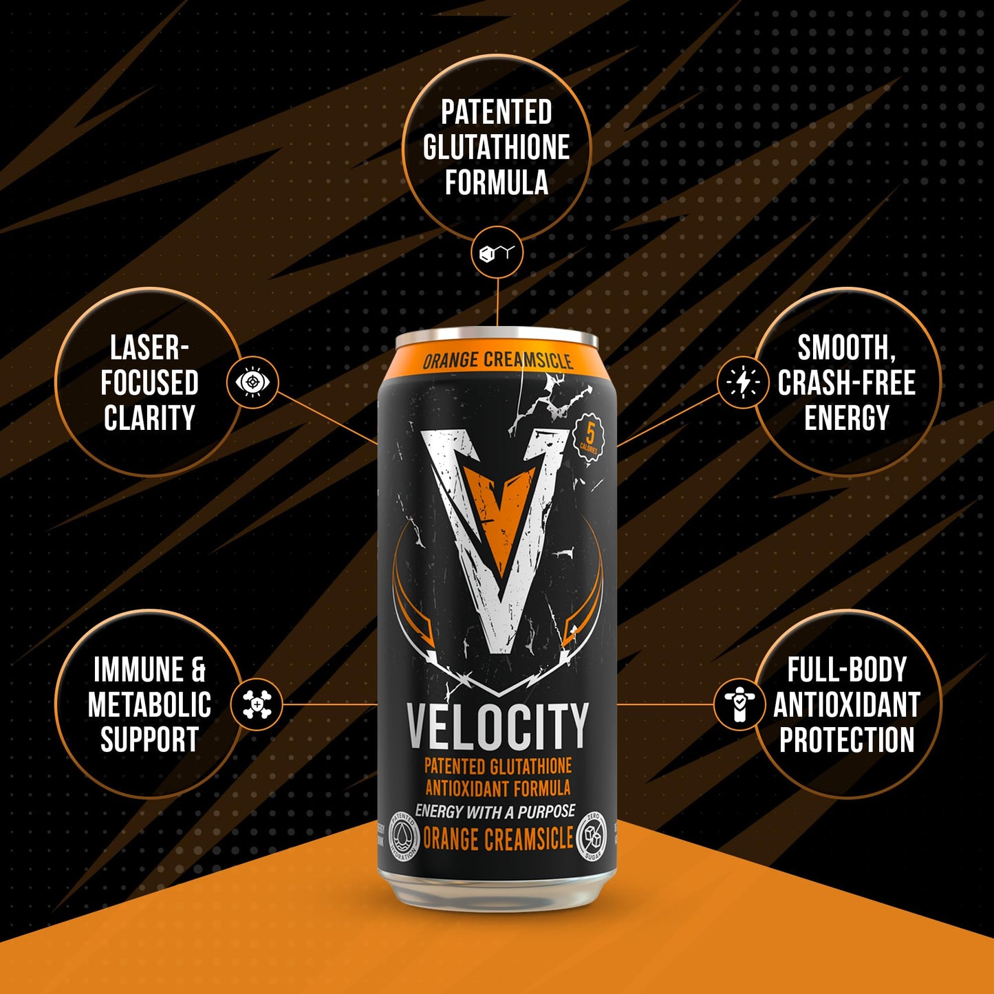 Velocity Iced Tea + Lemonade Energy Drink with Patented Glutathione Antioxidant Formula, Non-Carbonated, Zero Sugar, Keto, 12 Pack (16 oz Cans)