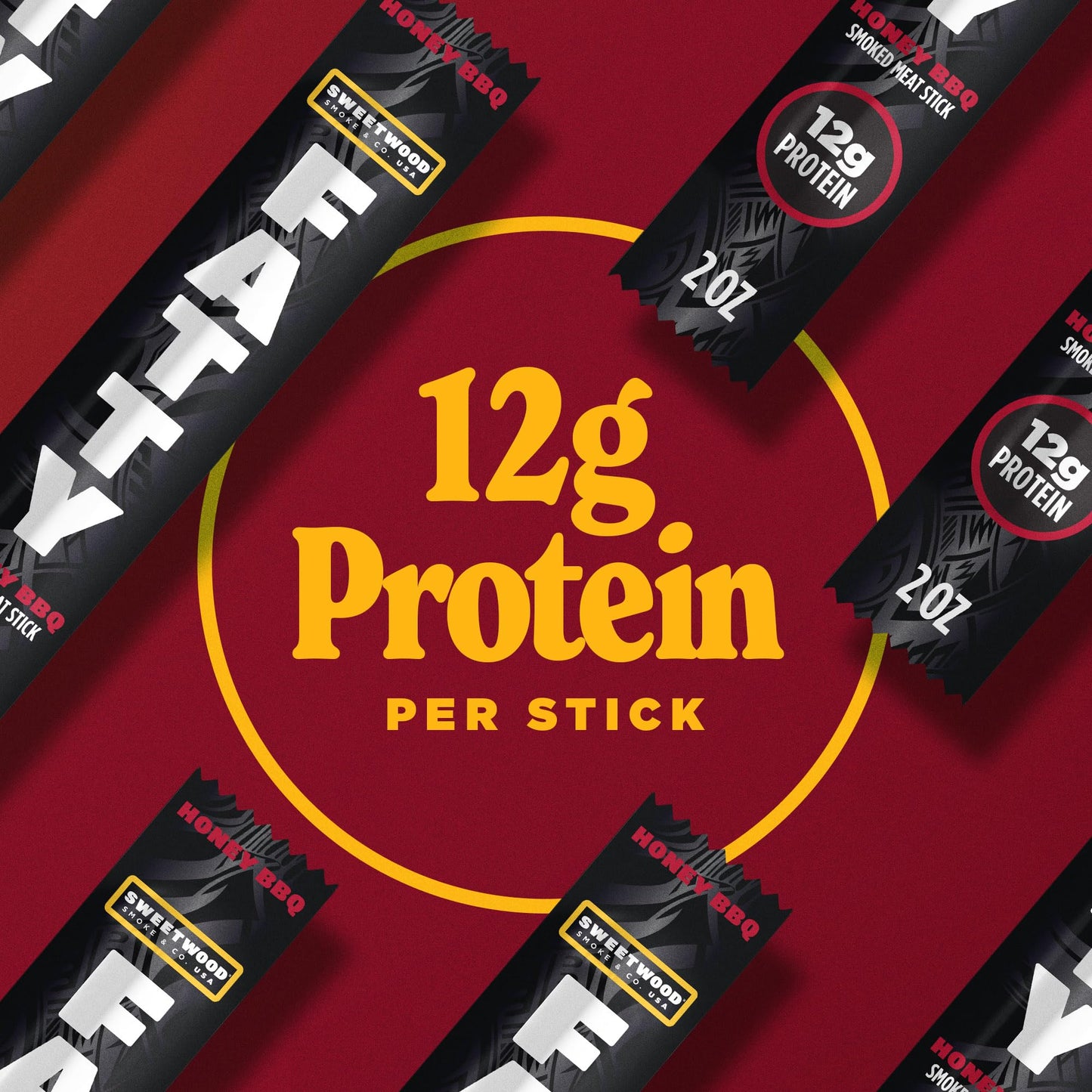 FATTY Meat Sticks, Made with Grass Fed Beef, Pork Raised Without Antibiotics, 12g Protein Per Stick, Honey BBQ, 2 oz. (Pack of 5)