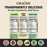 Craize Savory Mix | Sweet Corn x2, Everything, Jalepeno Lime | Gluten Free, Vegan, Kosher, Toasted Corn Crackers | 4 pack, 4 oz each