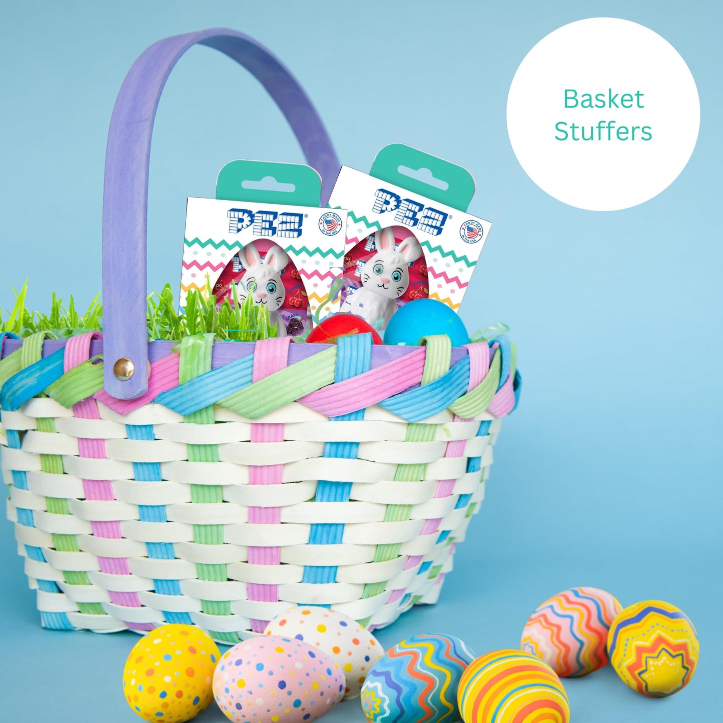 Happy Easter Bunny Dispenser with Refill Rolls, Basket Fillers, Collectible Keepsake, (Pack of 2)