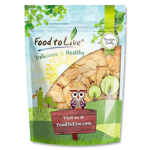 Food to Live Dry Roasted Blanched Sliced Almonds, 12 Ounces - Perfectly Oven Toasted for Maximum Flavor, Unsalted, No Oil Added, Perfect for Cooking