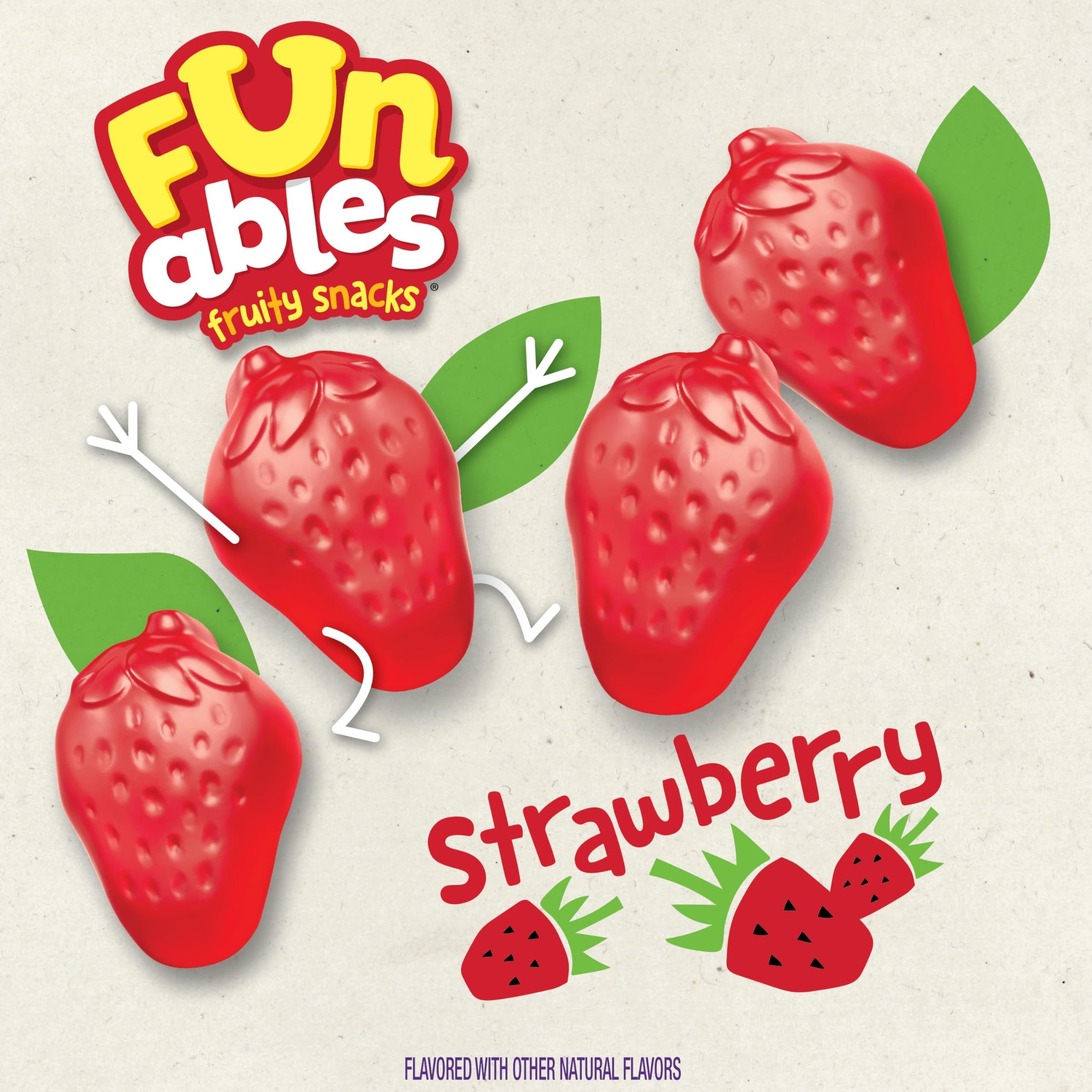 Funables Fruit Snacks, Strawberry Fruit Flavored Snacks, 0.8 Ounce Pouches (22 Count)
