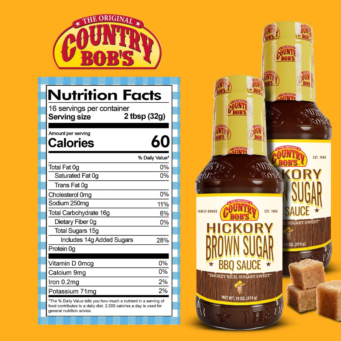 Country Bob's - Hickory & Brown Sugar Barbecue Sauce - 18 oz (Pack of 2)