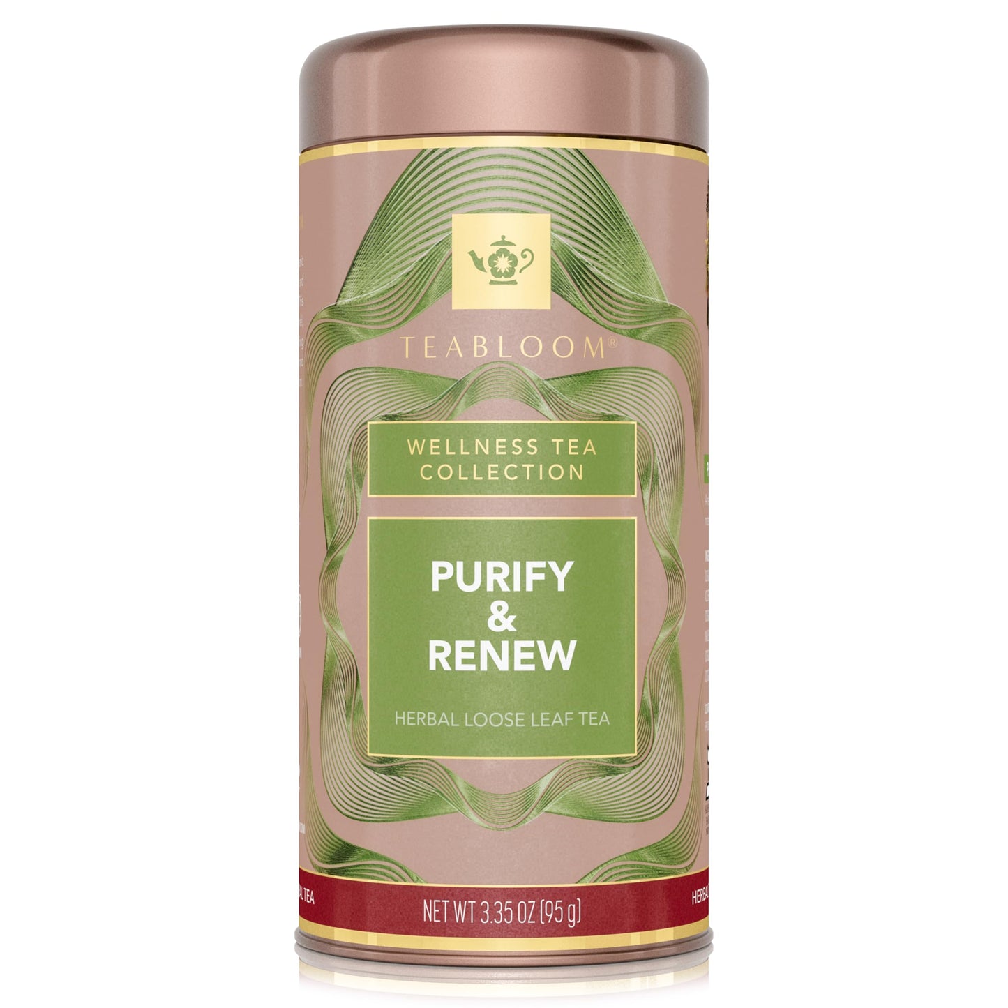 Teabloom Purify and Renew Loose Leaf Herbal Tea with Lemon, Herbs & Yerba Maté | Lightly Caffeinated Garden-Inspired Blend | Canister Makes 35-50 Cups